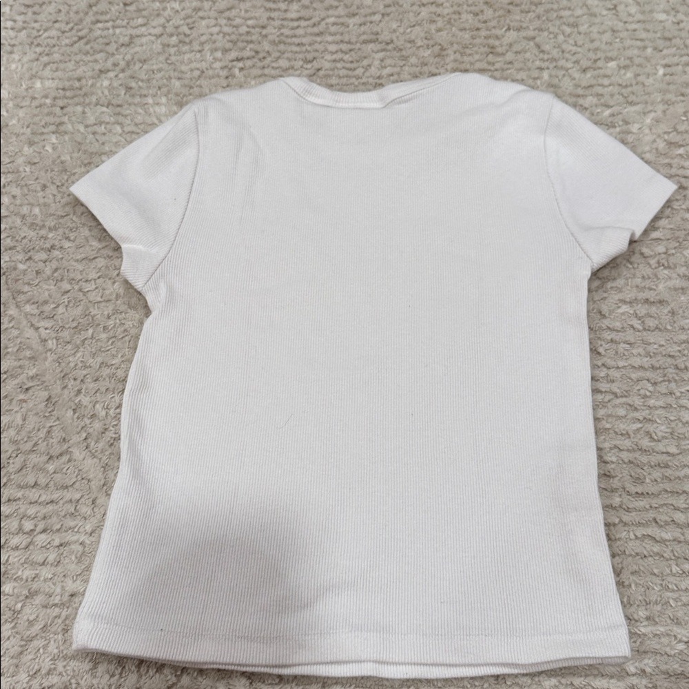 Maeve White Ribbed Short Sleeve Tee for Kids - Picture 3 of 3